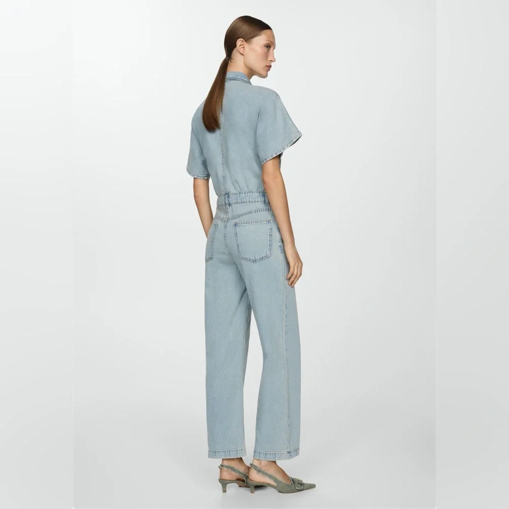Mango Light Blue Denim Jumpsuit NWT - Picture 3 of 4